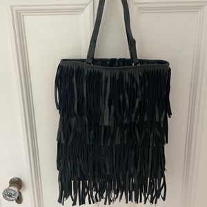 Black Leather fringe bag